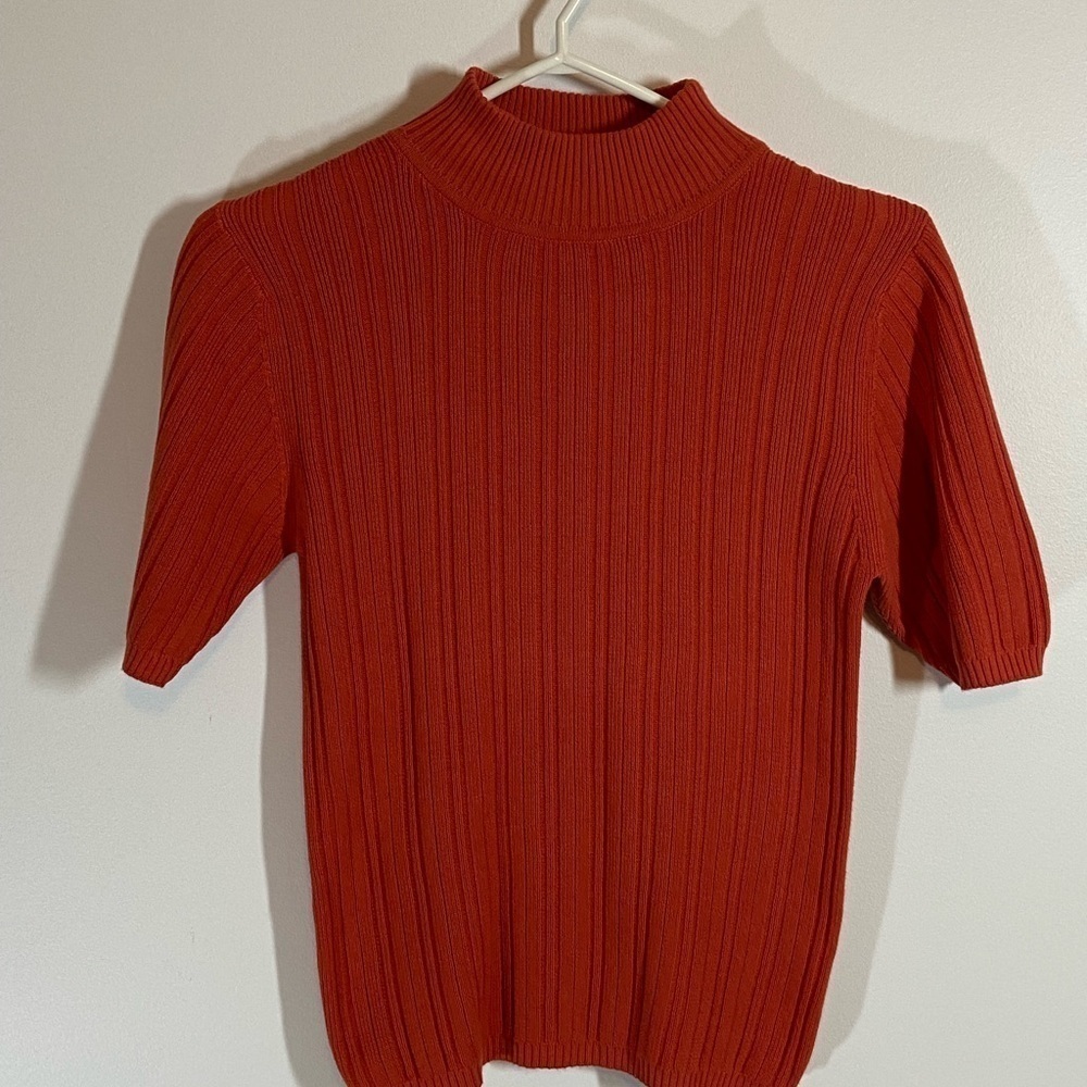 BRAEMAR PETITES JEREMY SCOTT 100% COTTON SHORT SLEEVE SWEATER TOP SIZE S